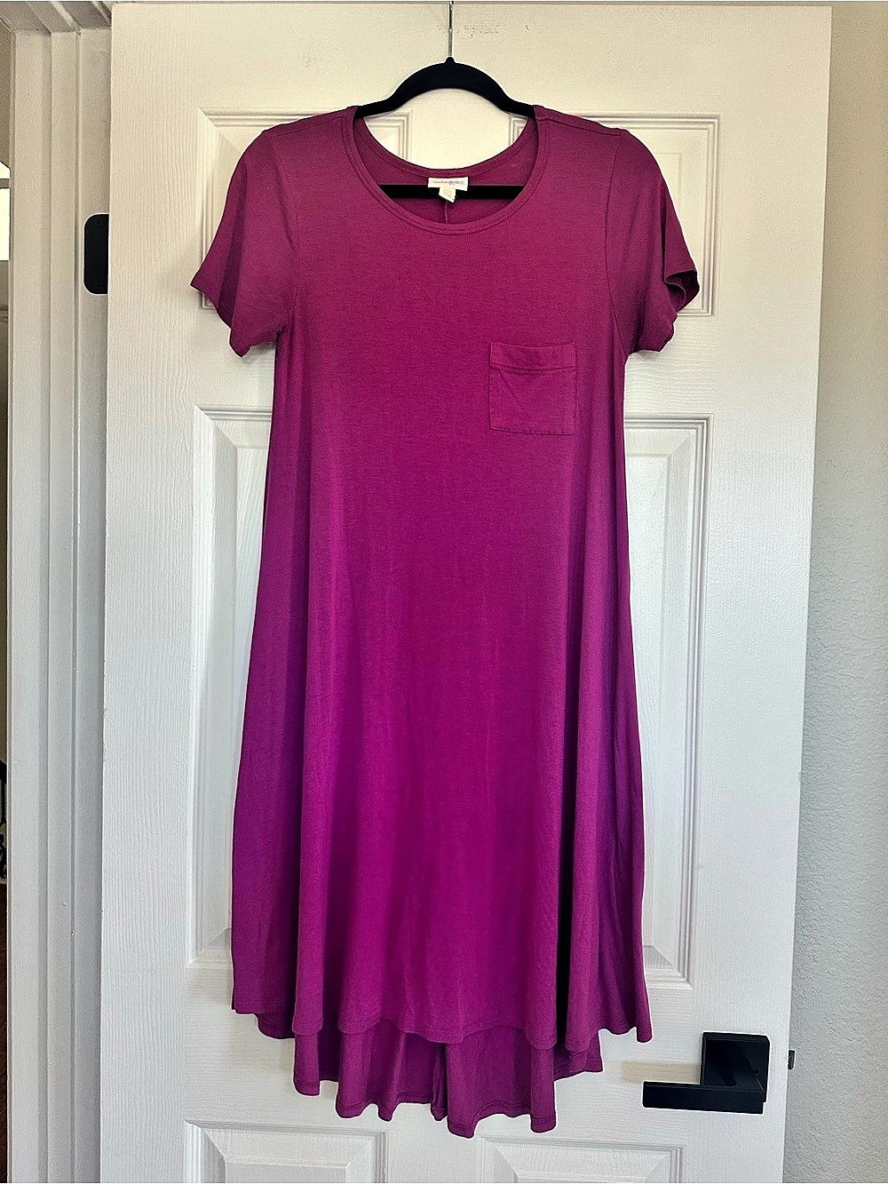 LuLaRoe XXS Magenta Swing Dress Pocket High Low Hem